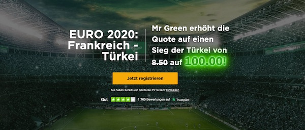 Quote 100.0 auf FRA verliert gegen TUR