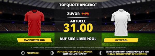 LVbet mit Quotenboost zu ManUnited gegen Liverpool