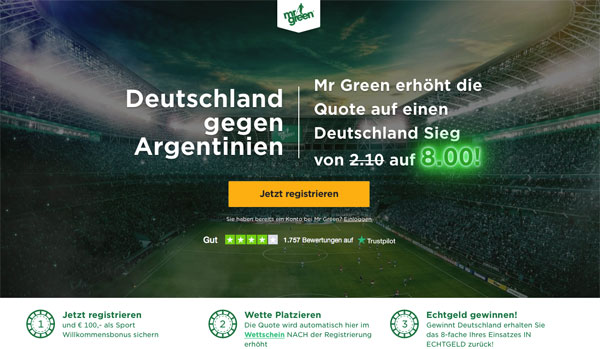 Mr Green Wette Deutschland Sieg