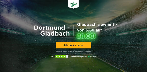 Mr. Green Wette Gladbach Dortmund