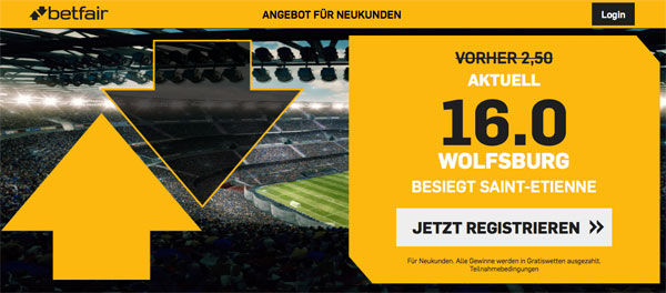 Betfair Wette St. Etienne Wolfsburg