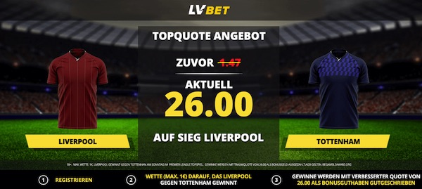 LVbet: Top Quote zu Top Spiel Liverpool-Tottenham
