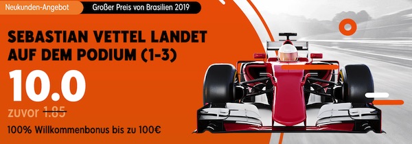 888sport: Mega Quoten auf Vettel in Brasilien