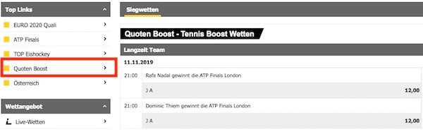 Interwetten erhöht Quote von Nadal und Thiem bei ATP Finals