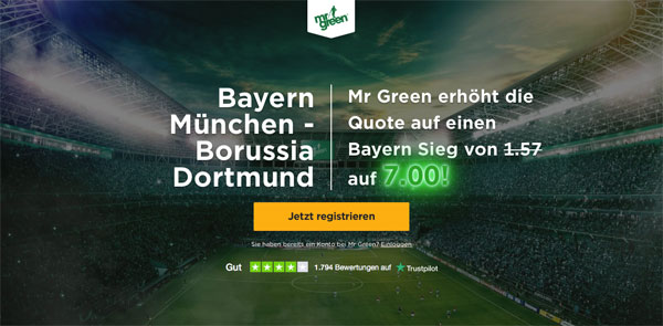 Mr. Green Wette Bayern Dortmund Spiel