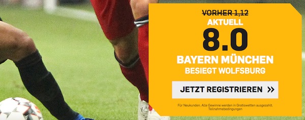 Betfair mit super Bayern-Quote gegen Wolfsburg