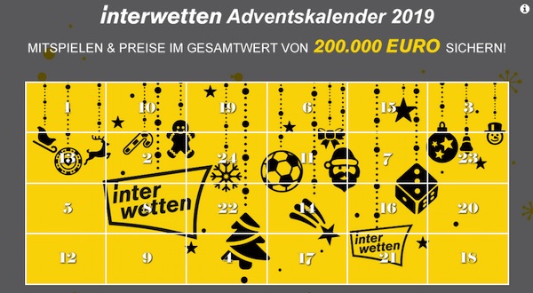 Preise und Lose beim Interwetten Adventskalender