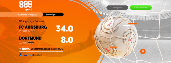 Quotenboost 888sport Augsburg Dortmund Wette