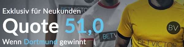 BetVictor lockt mit Mega -Quote auf Sieg BVB gegen Köln