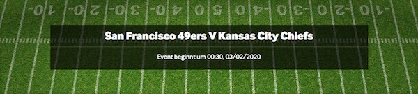5€ Betway Freiwette zum Super Bowl 54 abzuholen