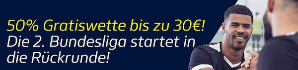 William Hill Freebet zum Rückrundenstart der 2. Bundesliga