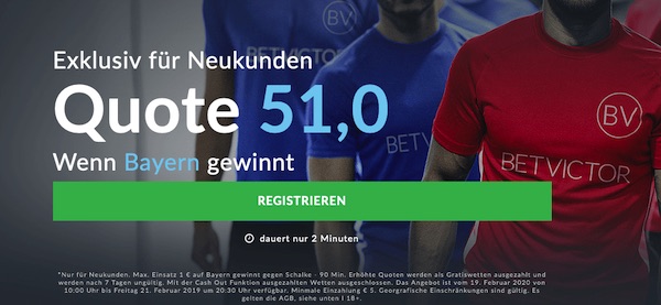 BetVictor Neukundenangebot Bayern Quote 51.0