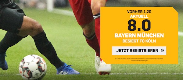 Top-Quote bei Betfair auf Sieg Bayern gegen Köln