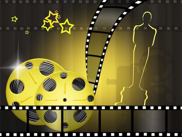 Oscars Montage mit Trophäe und Filmrolle