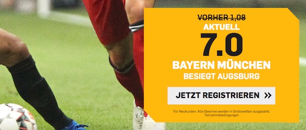 Top-Quote bei Betfair auf Sieg Bayern gegen Augsburg
