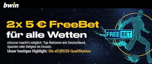 Zwei 5 Euro Bwin Freebets zur eEURO 2020 Qualifikation