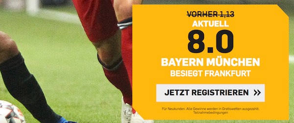 Betfair Boost auf Bayern Siegquote gegen Eintracht Frankfurt