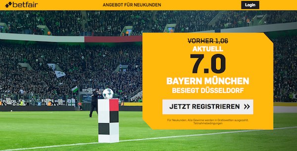 Betfair hebt Bayern-Quote gegen Düsseldorf auf 7.0