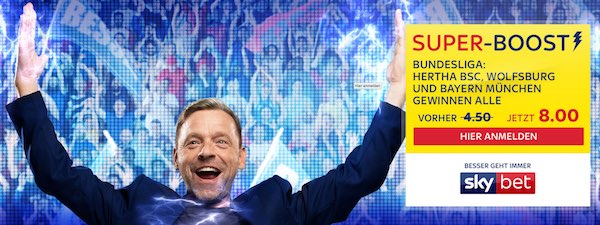 Verbesserte Kombiquote bei Sky Bet auf Siege von Hertha, Wolfsburg und Bayern
