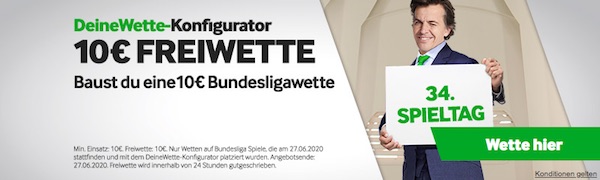 Betway Freebet für Konfigurator Wette am 34. Bundesliga Spieltag