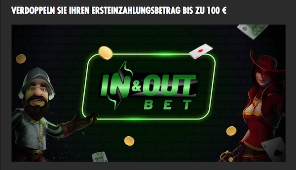 InAndOutBet 100 Prozent bis zu 100 Euro Bonus für Neukunden