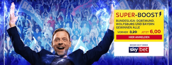 Sky Bet Super Boost Dortmund Wolfsburg Bayern Quote wetten