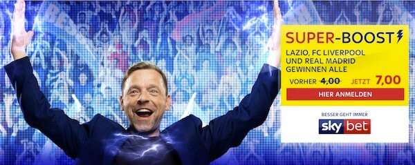 Quote 7.0 von Sky Bet auf Siege von Lazio, Liverpool und Real Madrid