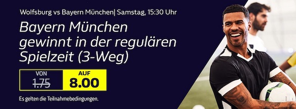 Verbesserte Bayern Quote von William Hill gegen Wolfsburg