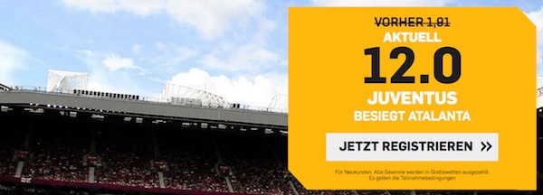 Top-Quote 12.0 auf Sieg Juventus gegen Atalanta bei Betfair