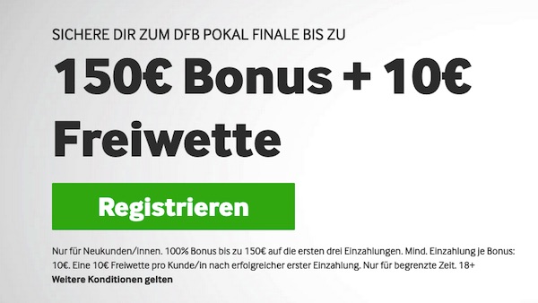 DFB Pokal bei Betway: 10€ on top zum Willkommensangebot
