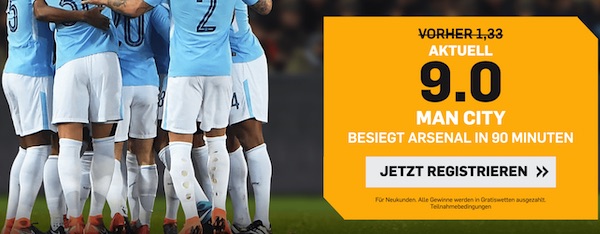 Betfair: 9.0 auf City besiegt Arsenal