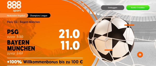 888sport Wette PSG Bayern Quotenboost CL