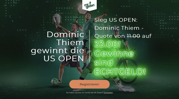 Mr Green US Open Quotenboost Thiem