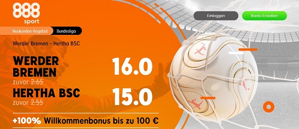 werder bremen hertha bsc berlin bundesliga wette quotenboost 888sport