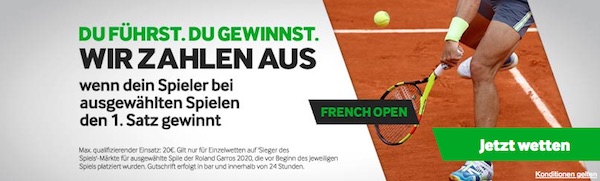 Erster Satz bei French Open gewinnt Betway Wette