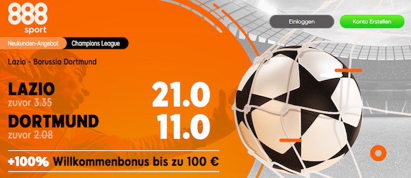 888sport Champions League Boost zu Lazio Rom gegen Borussia Dortmund