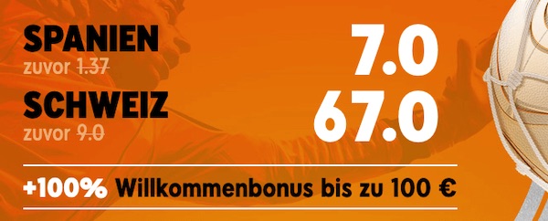 Mega Wettquoten bei 888sport zu Spanien vs Schweiz