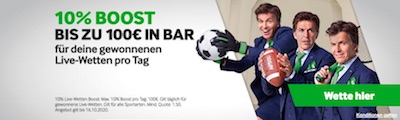Betway mit 10 Prozent Boost auf gewonnene Live-Wetten
