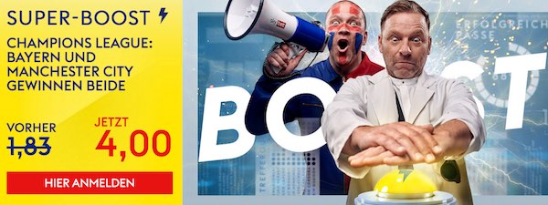 Sky Bet Quotenboost am 2. CL-Spieltag auf FC Bayern und ManCity