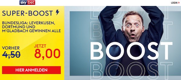 Sky Bet Super-Boost am 3. Spieltag 2020/21 auf BVB, Gladbach und Leverkusen