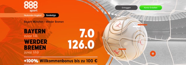 888sport Bayern Werder Bremen verbesserte Quoten wetten