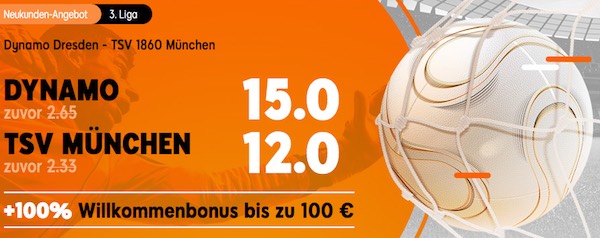 888sport Quotenboost auf 3. Liga Duell Dynamo Dresden vs. 1860 München