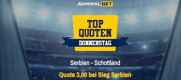 Admiralbet Quotenboost auf Serbien im EM-Playoff-Duell gegen Schottland