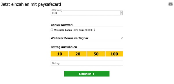 Paysafecard-Einzahlung bei Interwetten