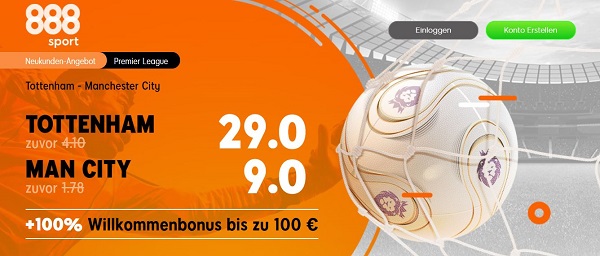 888sport mancity spurs tottenham manchester city wette quotenboost premier league