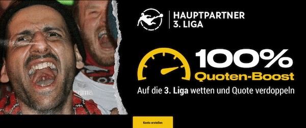 100% Quotenboost auf die 3. Liga von Bwin