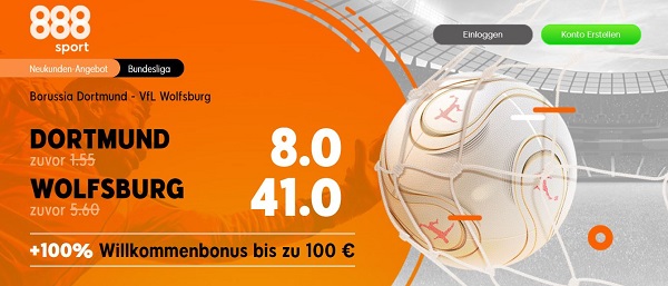 bvb borussia dortmund wolfsburg bundesliga promo quotenboost 888sport