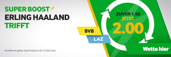 Betway boostet Quote auf Haaland Tor gegen Lazio Rom