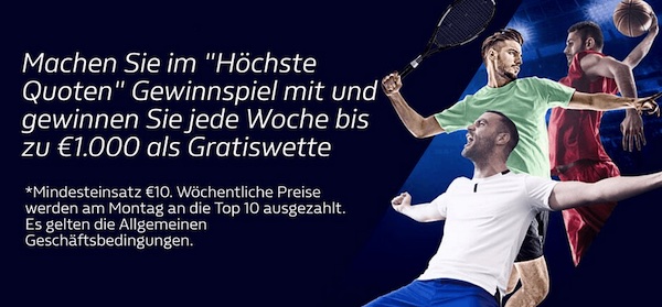 Höchste Quote gewinnt - William Hill Gewinnspiel