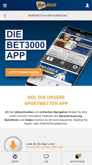 Bet3000 Anleitung zum apk Datei Download
